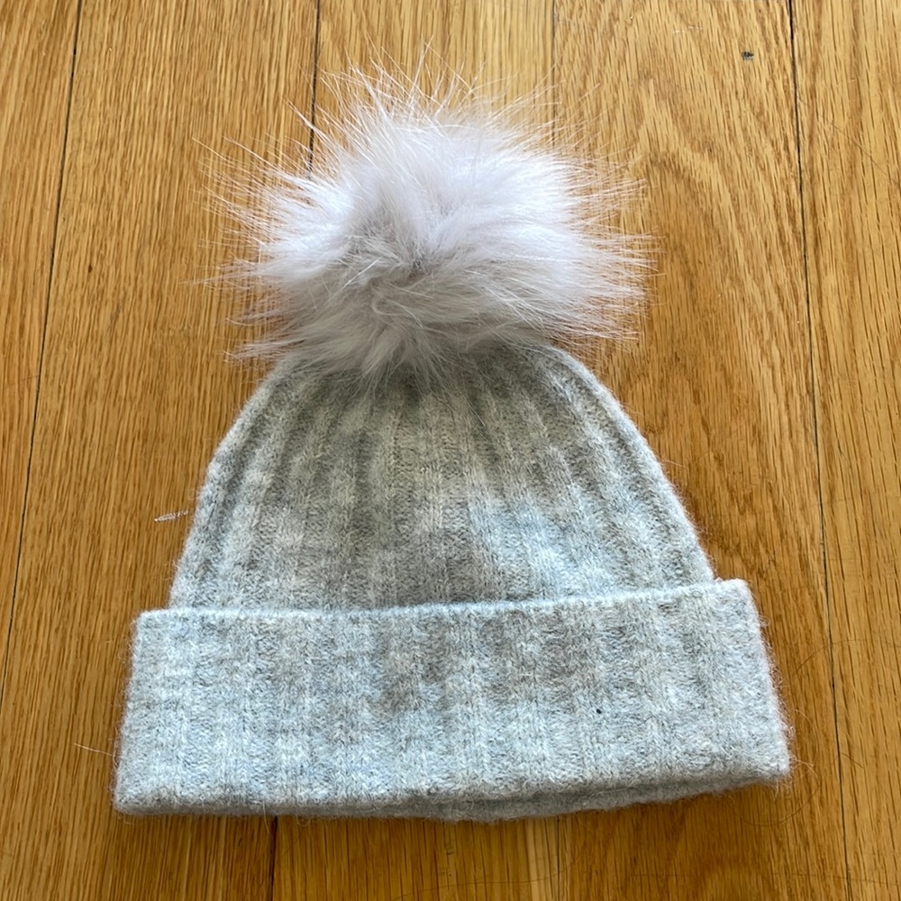 Aritzia Gray Beanie with cute Pom Pom